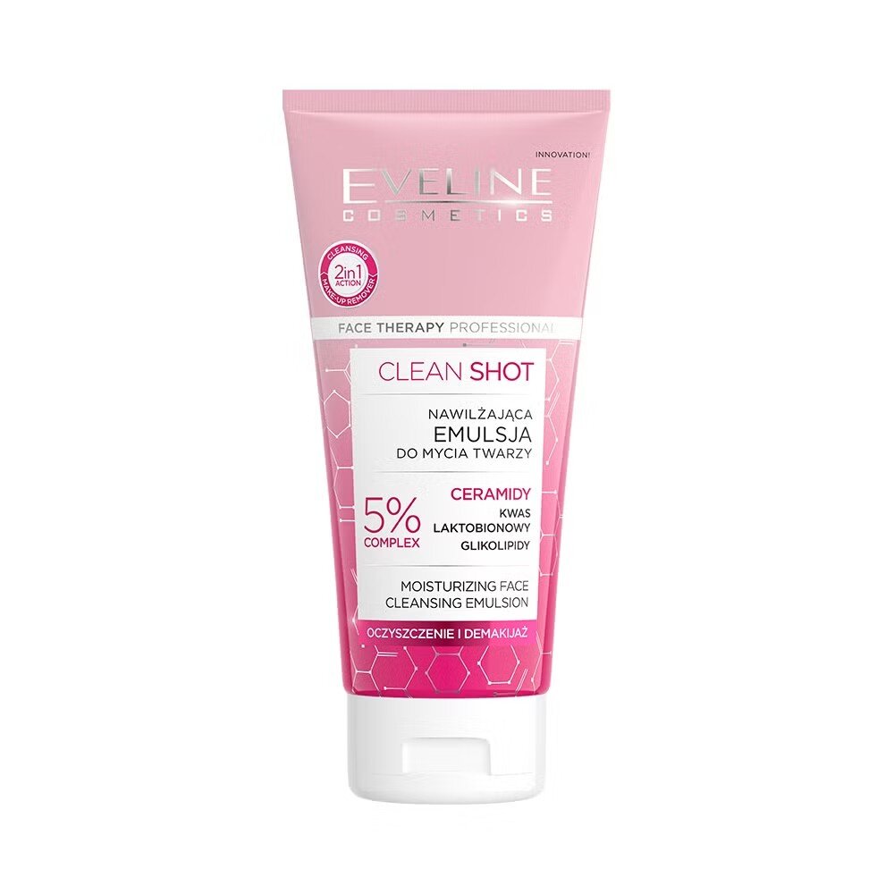 Eveline Clean Shot Moisturizing Face Wash Emulsion for Dry and Sensitive Skin 150ml