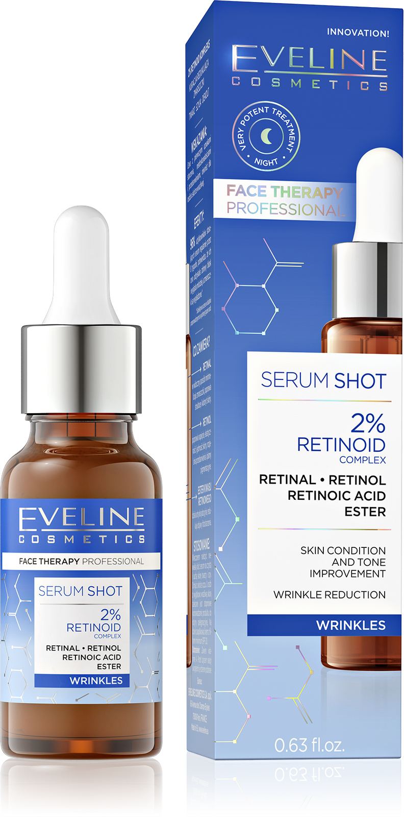 Eveline Face Therapy Professional Serum Shot Wrinkle Reduction Treatment with 2% Retinoid Complex 18ml