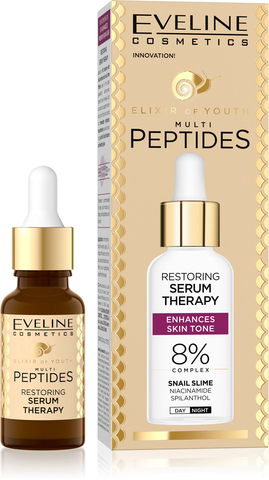 Eveline Elixir Of Youth Multi Peptides Serum-Regenerating Treatment for Mature Skin 18ml