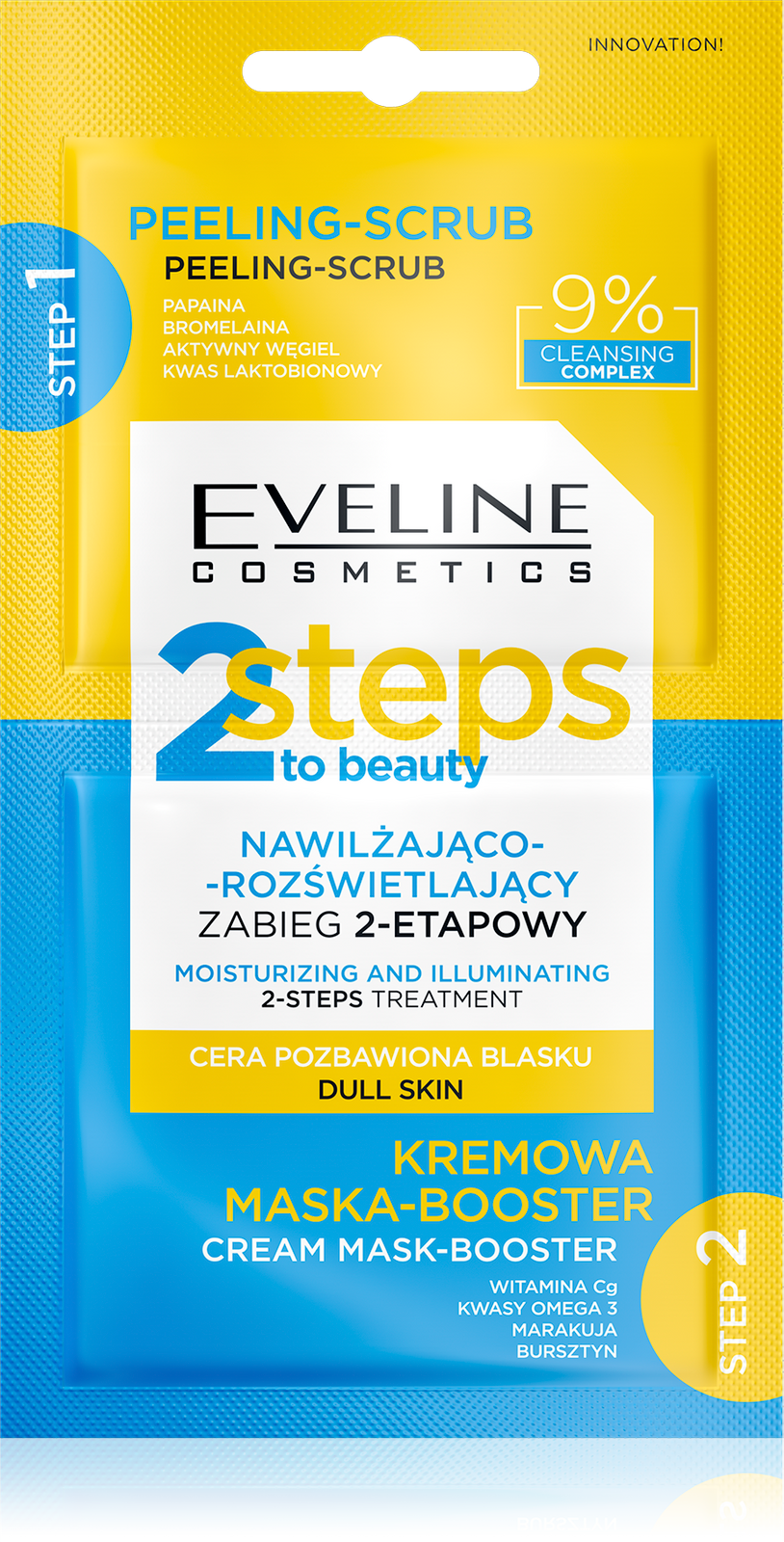 Eveline Moisturizing and Brightening 2-Step Treatment for Dry Tired Dull Skin 2x4ml