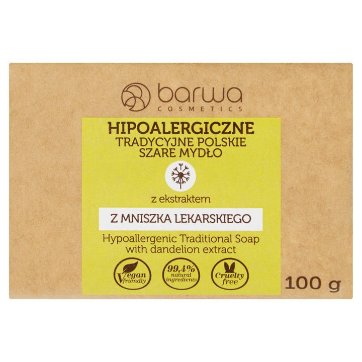 Barwa Hypoallergenic Traditional Polish Gray Soap with Dandelion Extract 100g