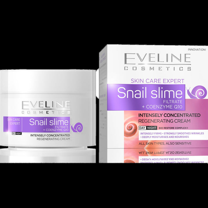 Eveline Skin Care Expert Concentrated Regenerating Cream with Snail Slime Filtrate and Coenzyme Q10 for Day and Night 50ml