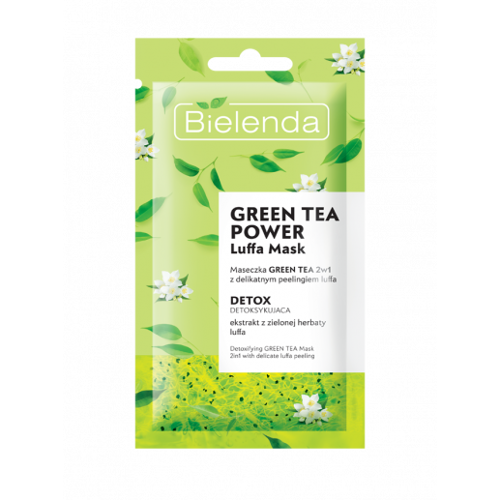 Bielenda Green Tea Power 2w1 Detoksykująca maska ​​do twarzy z peelingiem Luffa do każdego rodzaju skóry zanieczyszczonej 8g