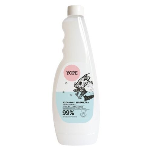 Yope - UNIWERSALNY płyn ANTYBAKTERYJNY 99% składników pochodzenia naturalnego ROZMARYN I BERGAMOTKA (OPAKOWANIE UZUPEŁNIAJĄCE) 750ml 5900168907720