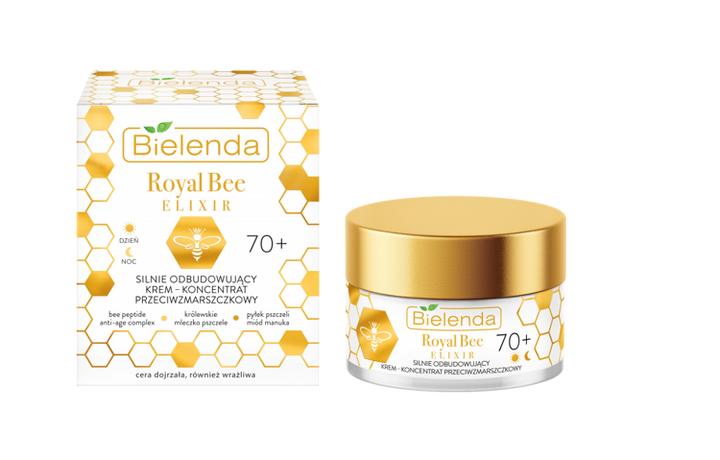 Bielenda Royal Bee Elixir Silnie Odbudowujący Krem Przeciwzmarszczkowy do Twarzy 70+ 50ml 