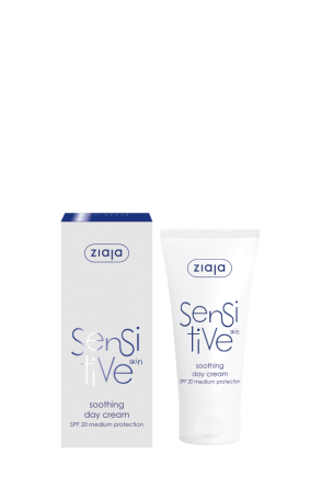 Ziaja - Sensitive Skin - Kojący krem ​​na dzień SPF 20 / Krem ŁAGODZĄCY na dzień redukujący skórę skóra wrażliwa 50ml 5901887006916