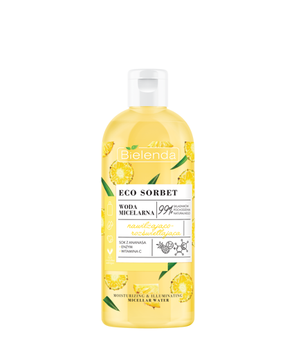 Bielenda - Eco Sorbet ANANAS - WODA MICELARNA nawilżająco-rozświetlająca 500ml 5902169045296 