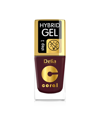 Delia - Coral Hybrid Gel - Lakier hybrydowy bez lampy 60 DARK AUBERGINE 11ml 5901350485507