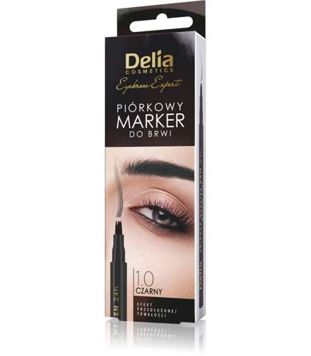 Delia - Ekspert od brwi - Piórkowy marker do brwi BLACK1szt 5901350487242