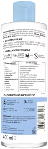 AA Oceanic - AA PURE DERMA - Normalizująca WODA MICELARNA do cery normalnej, mieszanej i wrażliwej 400 ml 5900116077277