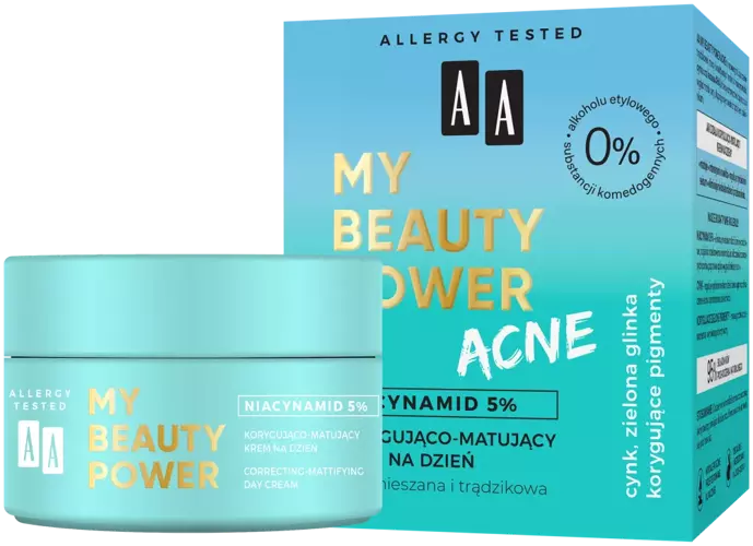 AA Oceanic - AA MY BEAUTY POWER ACNE - Korygujący i matujący krem ​​na DZIEŃ 50 ml 5900116082769