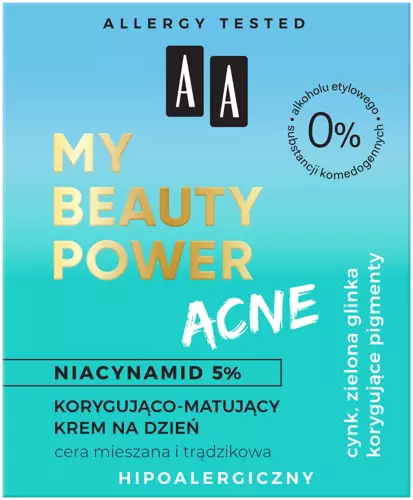 AA Oceanic - AA MY BEAUTY POWER ACNE - Korygujący i matujący krem ​​na DZIEŃ 50 ml 5900116082769