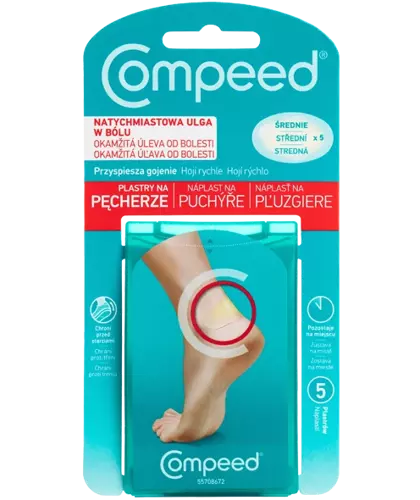 COMPEED - Plastry pęcherzowe MEDIUM rozmiar 5 sztuk / Plastry na pęcherze, ŚREDNIE – rozwiązanie 5 sztuk 5708932023771