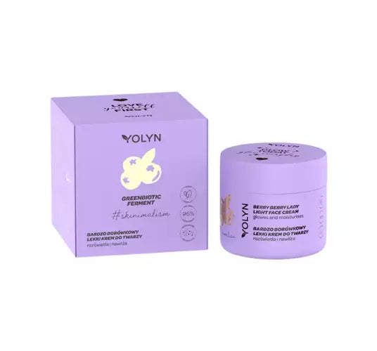 Yolyn - Greenbiotic Ferment - Krem do twarzy Rozjaśniający Jagoda / Lekki krem ​​do twarzy rozświetlający Bardzo BORÓWKOWY 20ml 5901785007954 