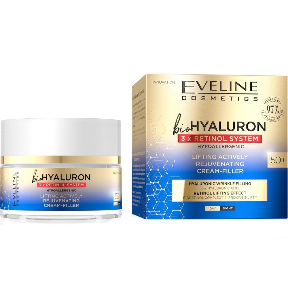 Eveline BioHyaluron 3x Retinol System Lifting Aktywnie odmładzający krem ​​na dzień i noc Filler 50+ 50ml 5903416026068