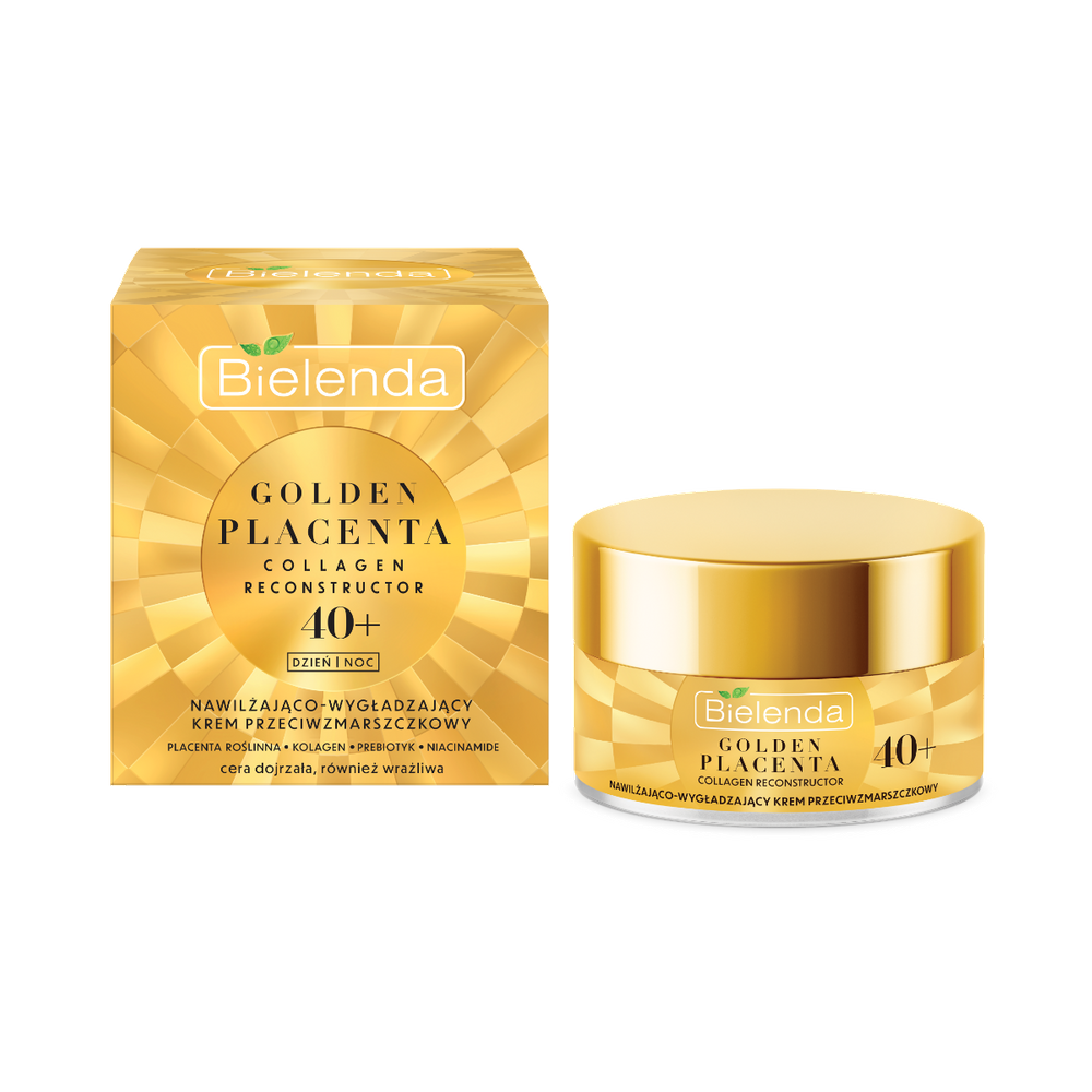 Bielenda Golden Placenta Collagen Reconstructor Nawilżający Wygładzający Krem Przeciwzmarszczkowy 40+ Dzień/Noc 50ml