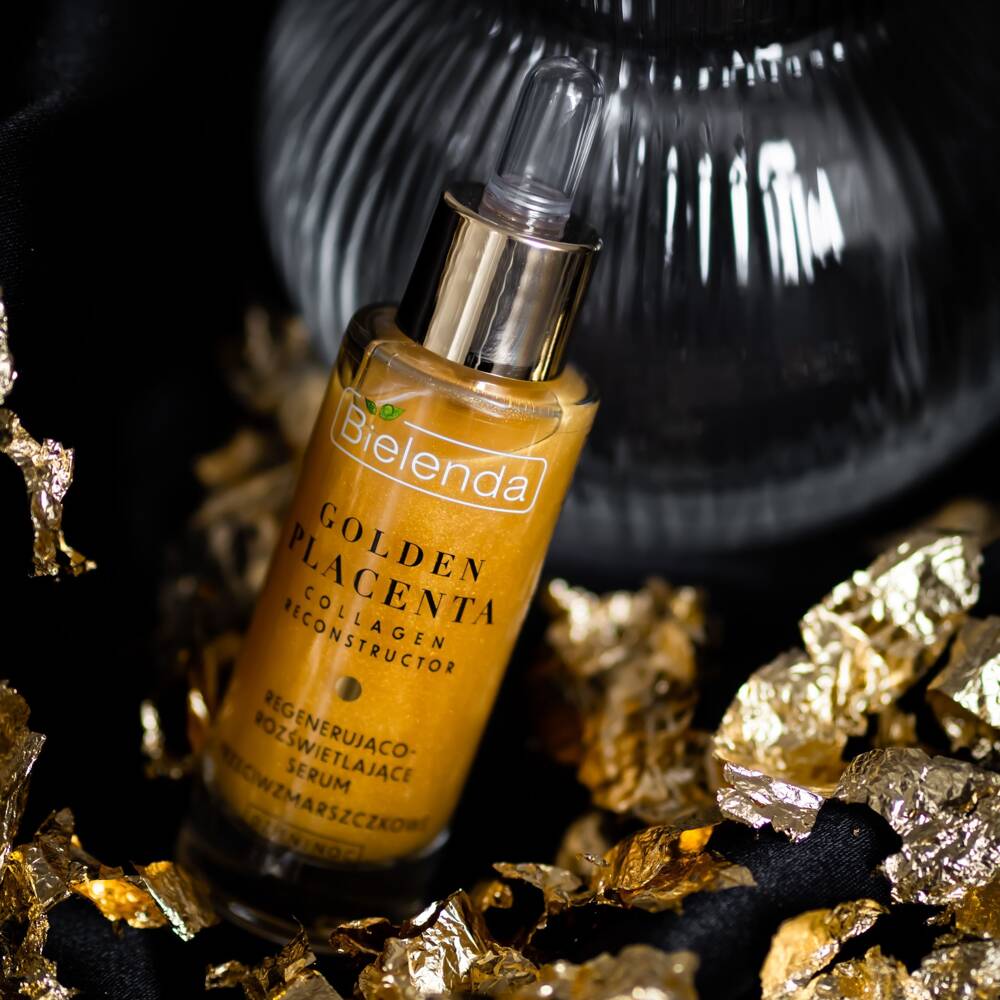 Bielenda Golden Placenta Collagen Reconstructor Regenerujące Rozświetlające Serum Przeciwzmarszczkowe DZIEŃ/NOC 30ml