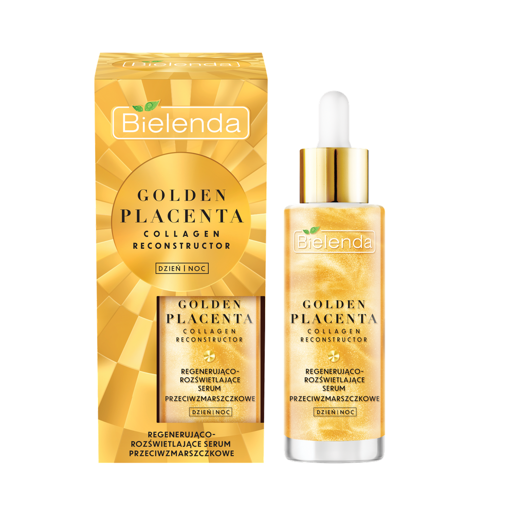 Bielenda Golden Placenta Collagen Reconstructor Regenerujące Rozświetlające Serum Przeciwzmarszczkowe DZIEŃ/NOC 30ml