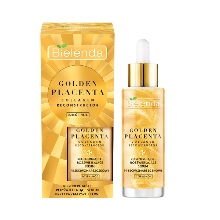 Bielenda Golden Placenta Collagen Reconstructor Regenerujące Rozświetlające Serum Przeciwzmarszczkowe DZIEŃ/NOC 30ml