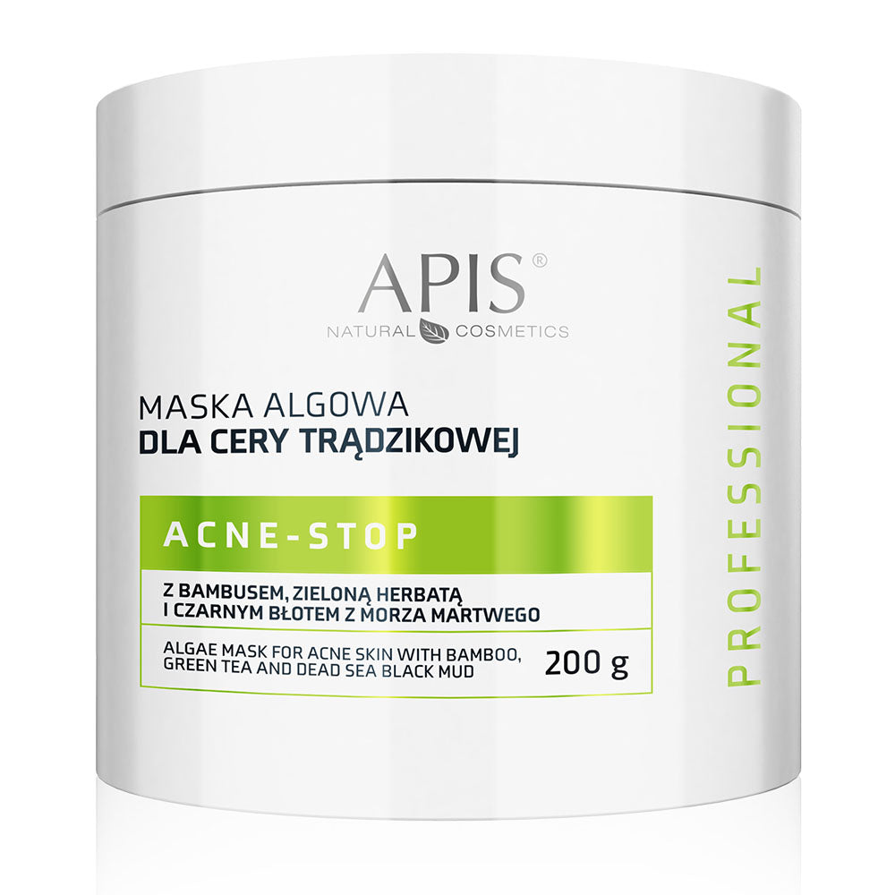 Apis Professional Acne Stop Algae Mask z bambusem, zieloną herbatą i czarnym błotem z Morza Martwego 200g