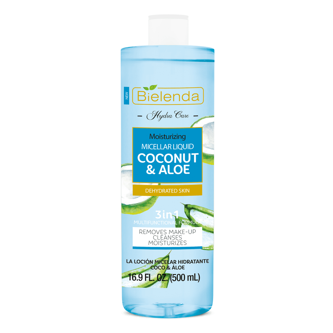 Bielenda Hydra Care Nawilżający Płyn Micelarny 3w1 Kokos &amp; Aloes Skóra Sucha Odwodniona 500ml