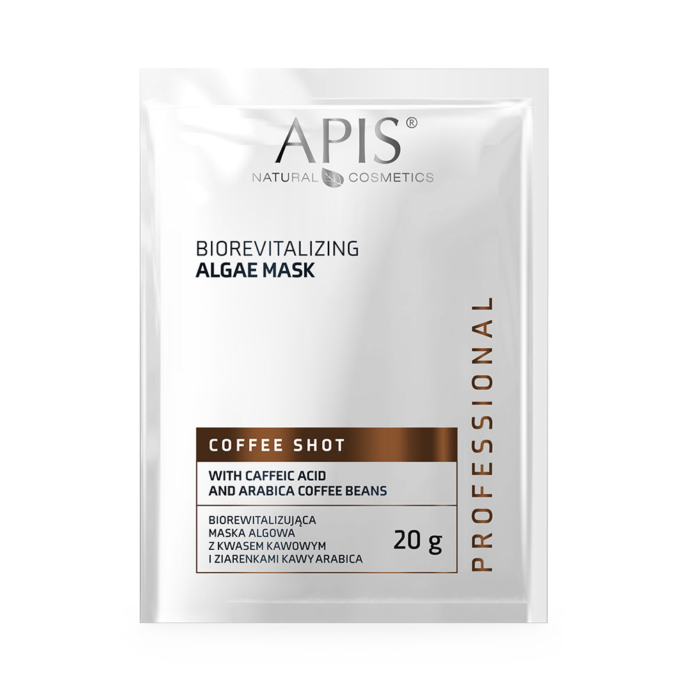 Apis Professional Coffee Shot Biorewitalizująca maska ​​algowa z kwasem kawowym i ziarnami kawy Arabica 20g