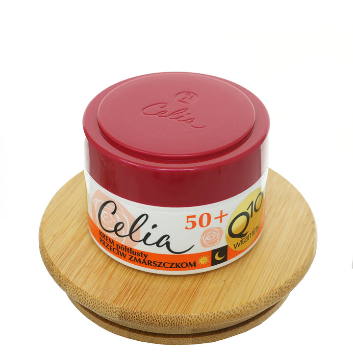 CELIA Q10 Vitamins 50 Plus Anti-Wrinkle Semi-Rich Cream with Vitamin C, Q10 & Retinol – Skin Renewal & Firming 50 ml - 5900525059215