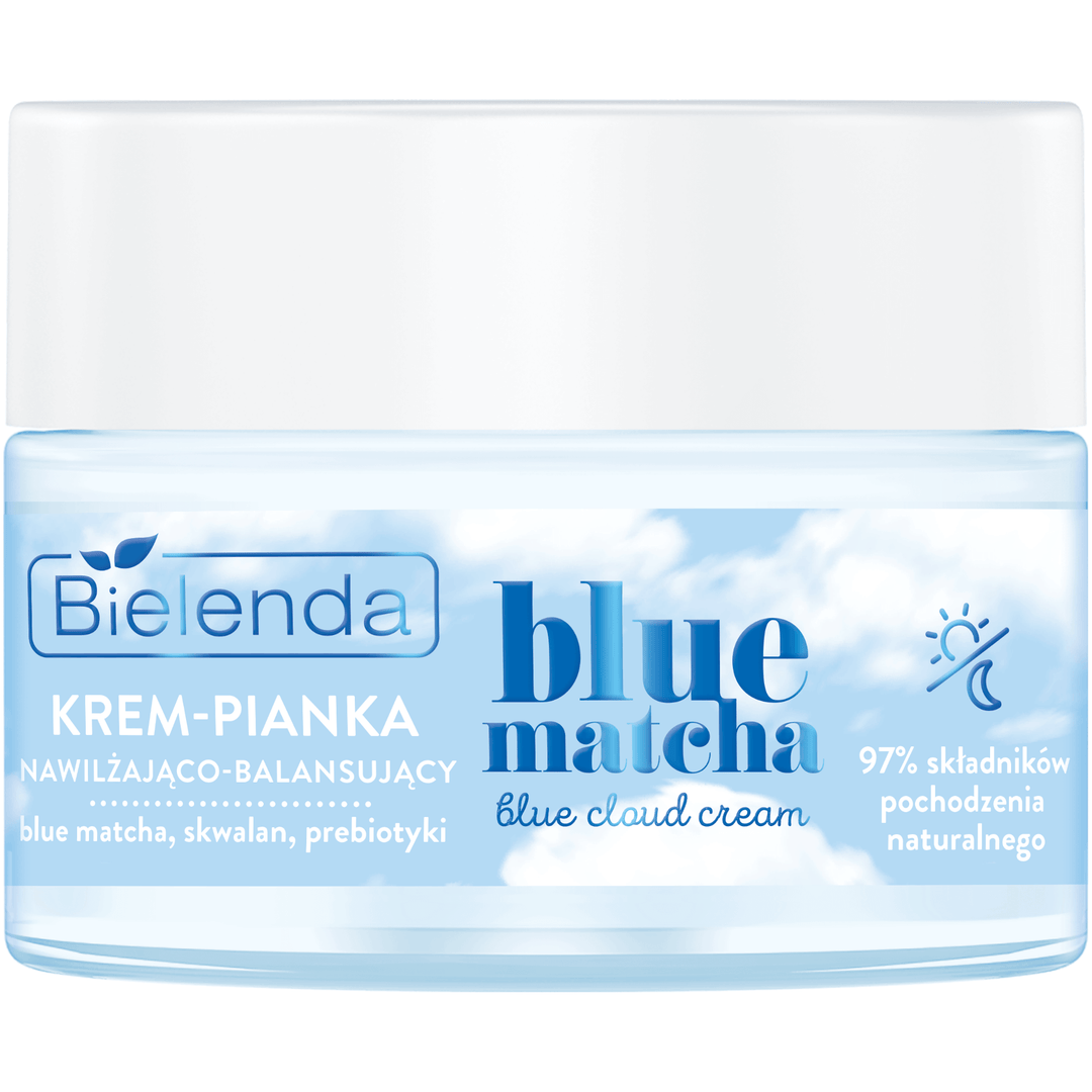 Bielenda Blue Matcha Blue Cloud Nawilżający i równoważący krem ​​równoważący- pianka Wegański przyjazny 50ml