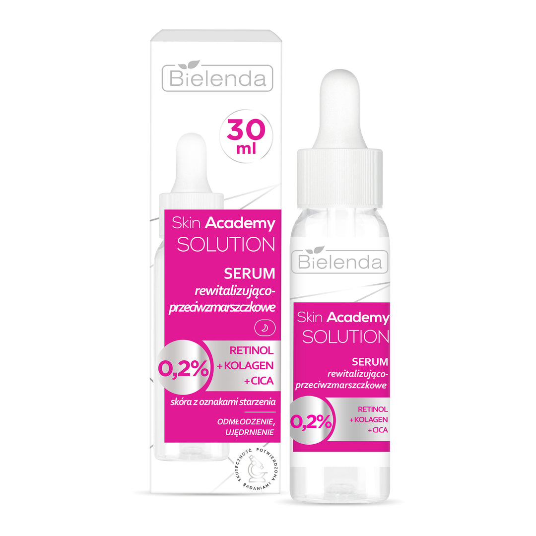 Bielenda Skin Academy Solution Serum rewitalizujące i przeciwzmarszczkowe 0,2 Retinol Kolagen i CICA 30ml