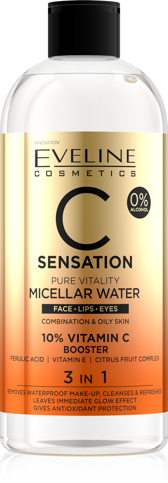 Eveline C Sensation Pure Vitality Micellar Water 3in1 for Combination and Oily Skin 400ml