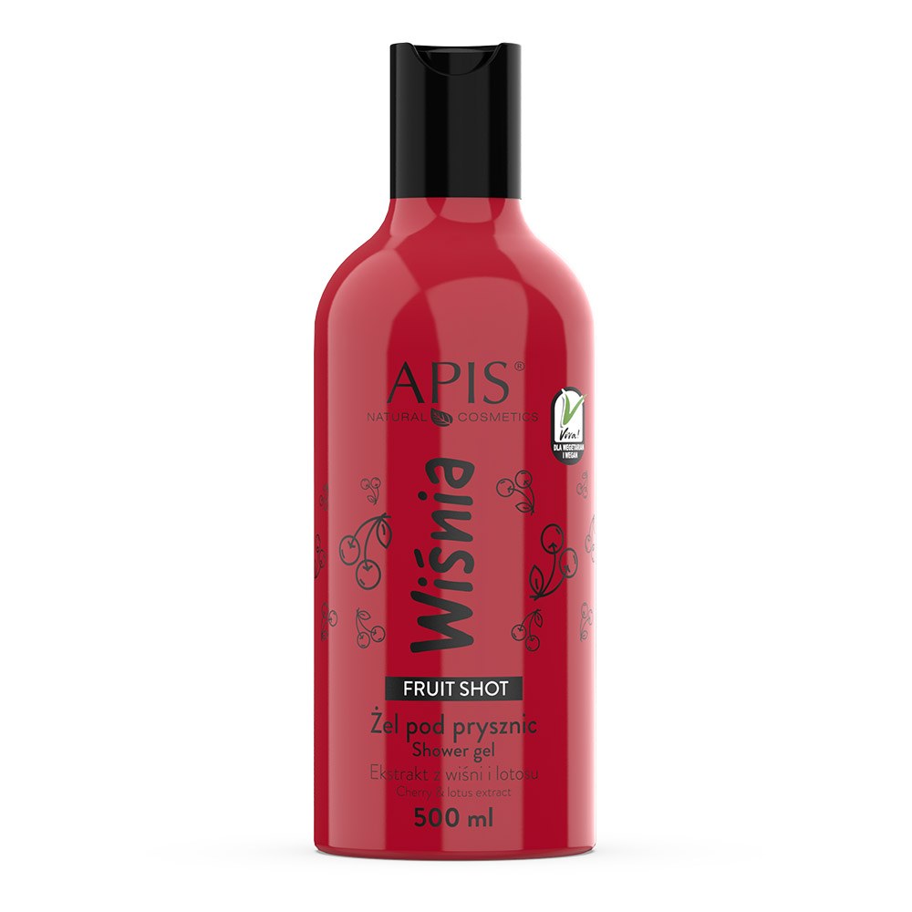 Apis Fruit Shot Cherry and Lotus Extract Żel pod prysznic z formułą 100% wegańską 500ml