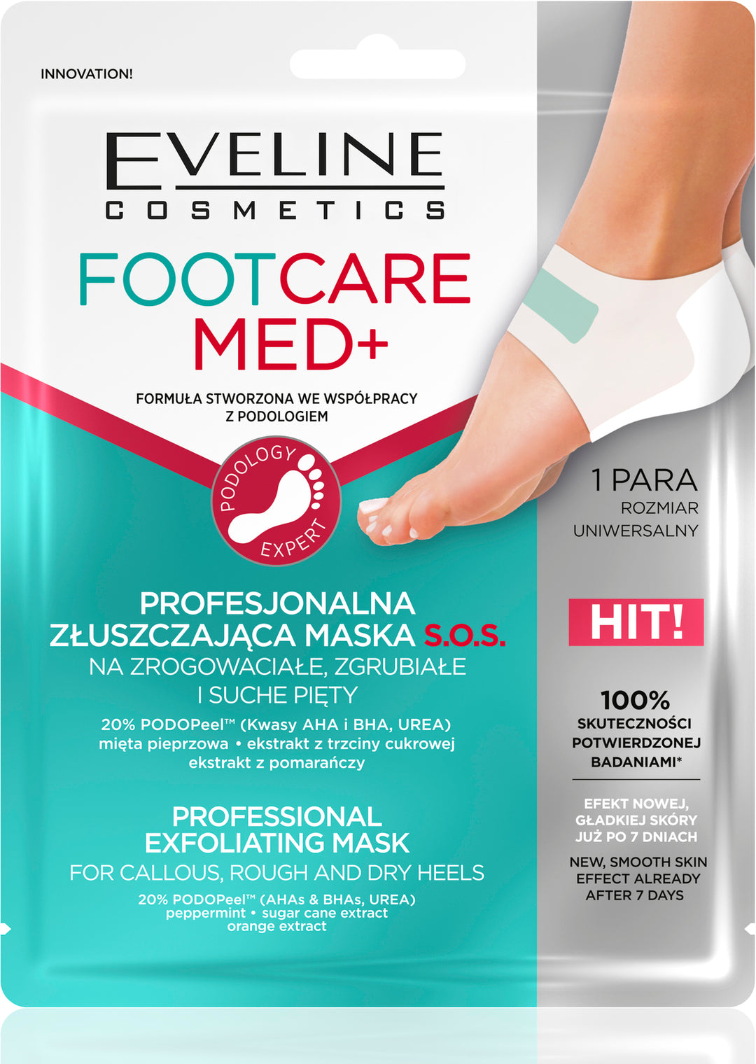 Eveline Foot Care Med+ Exfoliating Mask for Callous Rough and Dry Heels 1 Piece