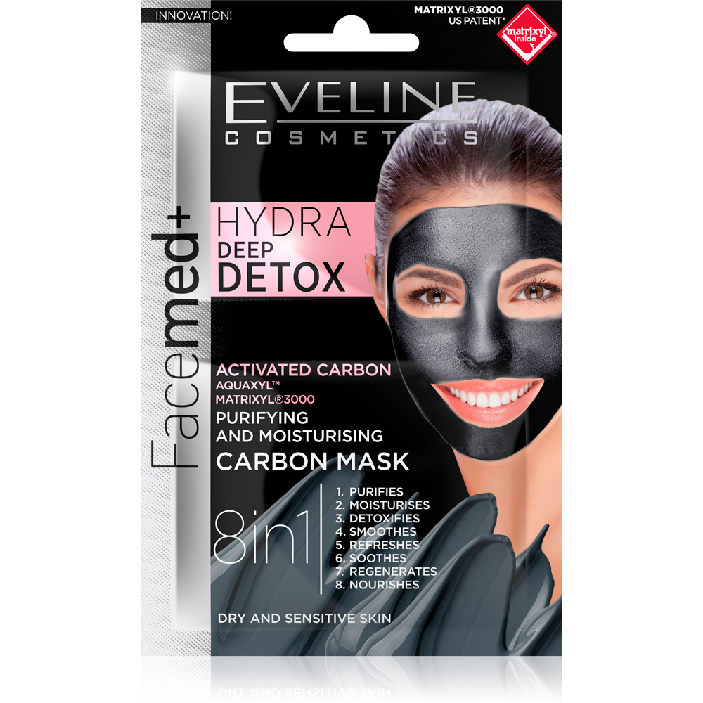 Eveline Facemed+ Hydra Deep Detox 8in1 Cleansing Moisturizing Carbon Mask 7ml