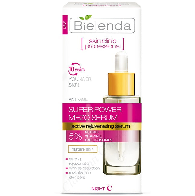 Bielenda Skin Clinic Professional Super Power Mezo Aktywnie Odmładzające Serum Przeciwstarzeniowe na Noc 30ml