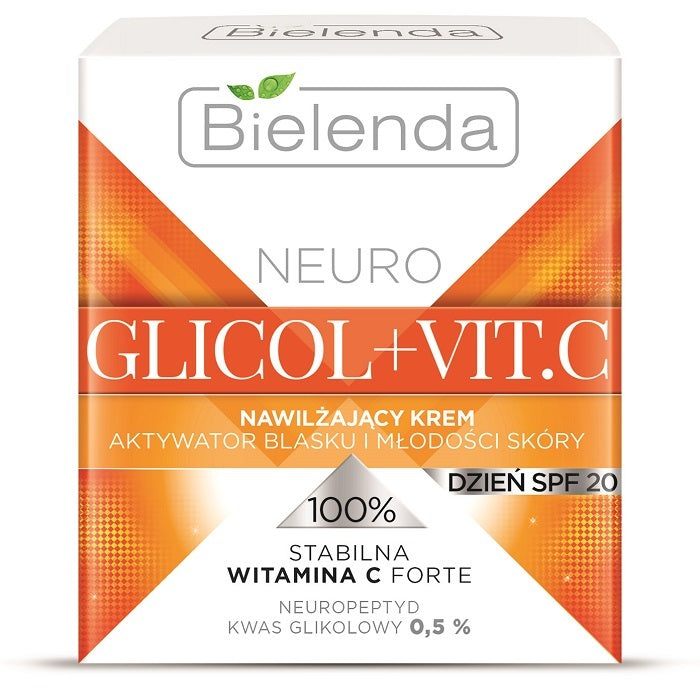 Bielenda Neuro Glicol i Vit C Nawilżający Krem na Dzień Aktywator Blasku i Młodości SPF 20 50ml