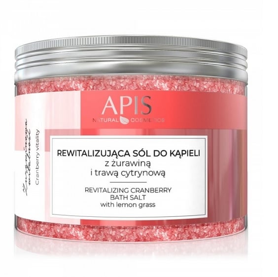 Apis Rewitalizująca Sól do Kąpieli Żurawinowa z Trawą Cytrynową 650g