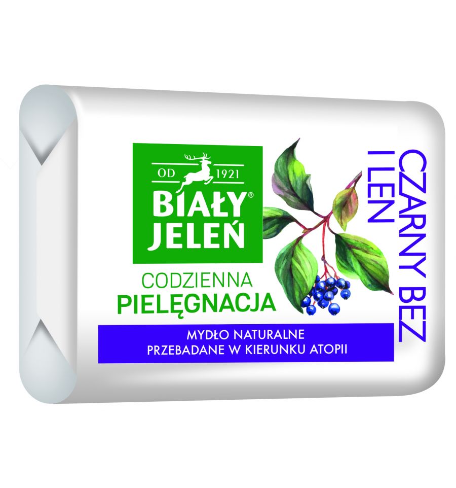 Biały Jeleń - Premium - MYDŁO Hipoalergiczne z naturalnym CZARNYM LILAKIEM (ciemny niebieski) KOSTKA 100g 5900133009404