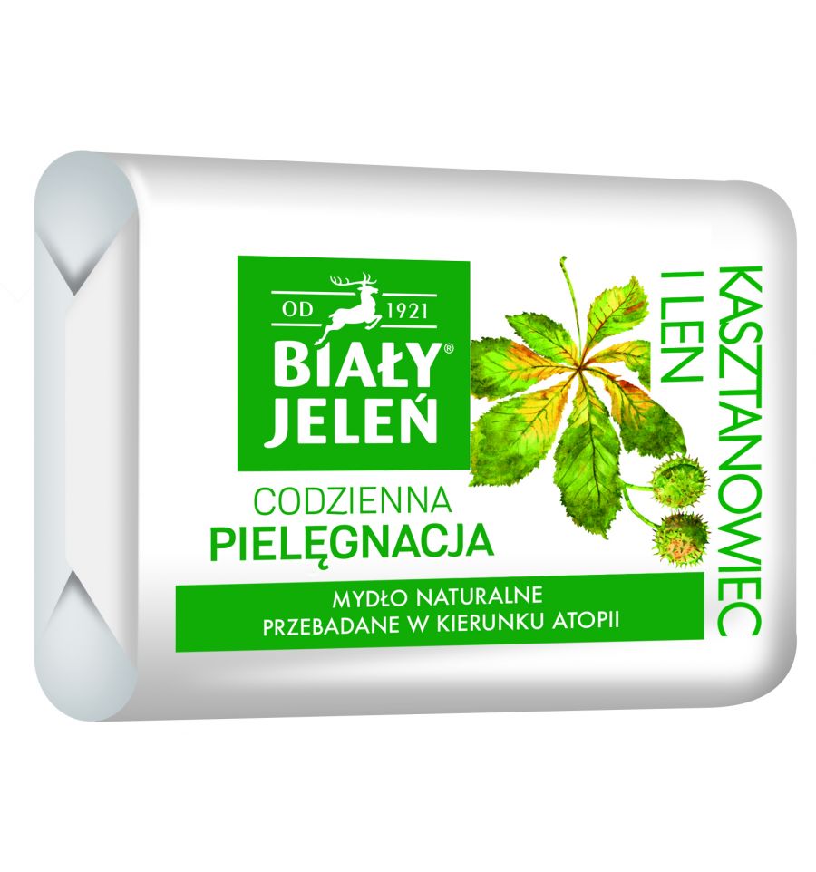 Biały Jeleń - Premium - Hipoalergiczne MYDŁO NATURALNE Z KASZTANOWCEM (zielone) KOSTKA 100g 5900133009381