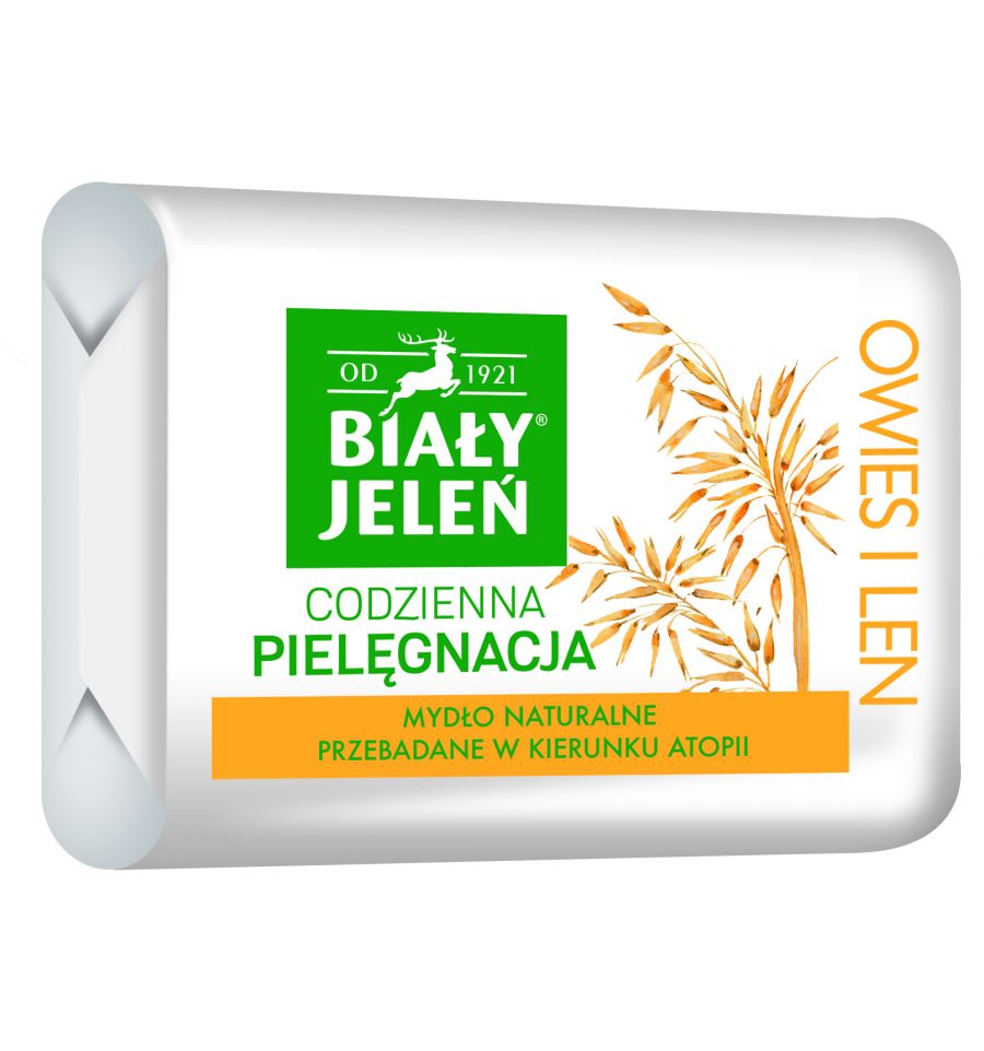 Biały Jeleń - Premium - Hipoalergiczne MYDŁO NATURALNE Z OWSEM (żółte) KOSTKA 100g 5900133009398