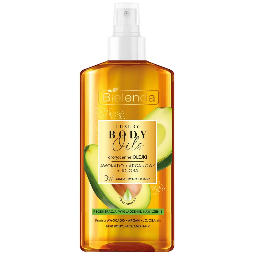 Bielenda Luxury 3in1 Regenerating Hydrating Smoothing  Avocado Argan Jojoba Body Oil for Face Body Hair 150ml