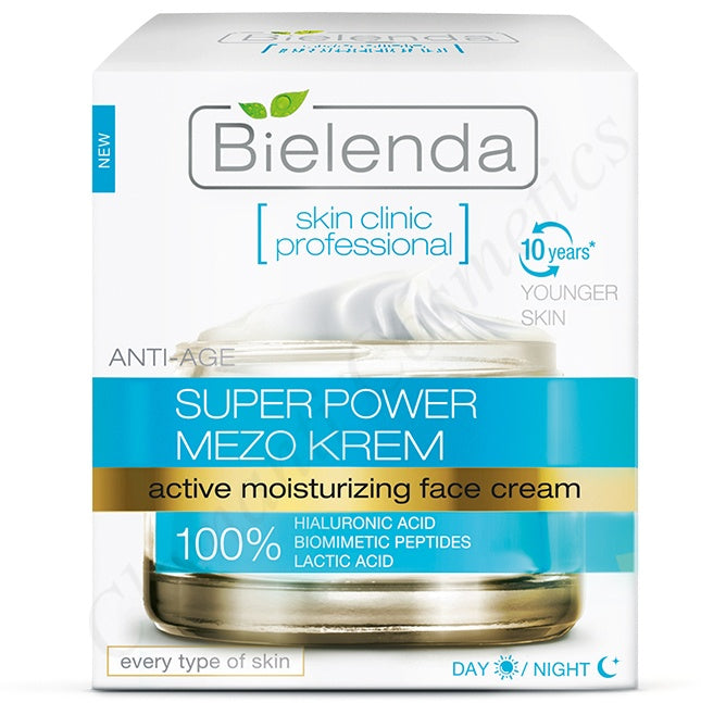 Bielenda Skin Clinic Professional Super Power Mezo Nawilżający Nawilżający Krem Przeciwzmarszczkowy do Twarzy Dzień/Noc 50ml