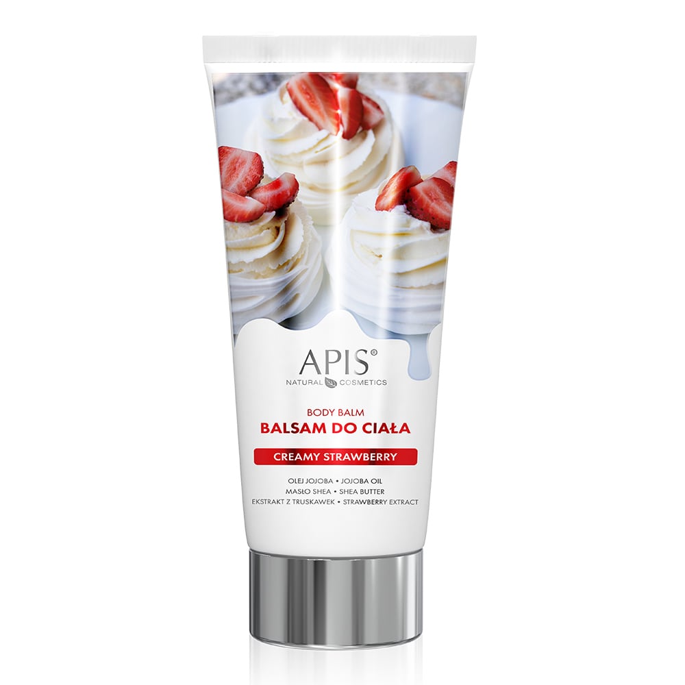 Apis Creamy Strawberry Body Balm z olejem jojoba i masłem shea, ekstraktem z truskawek 200ml