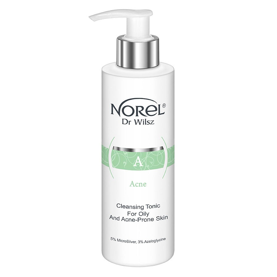 Norel Acne Cleansing Toner do skóry tłustej i trądzikowej z 5% mikrosrebra i 3% azeloglicyny 200 ml