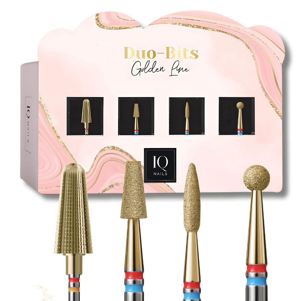 Zestaw IQ Nails Duo-Bits Golden Fine Double Grain 4 szt.