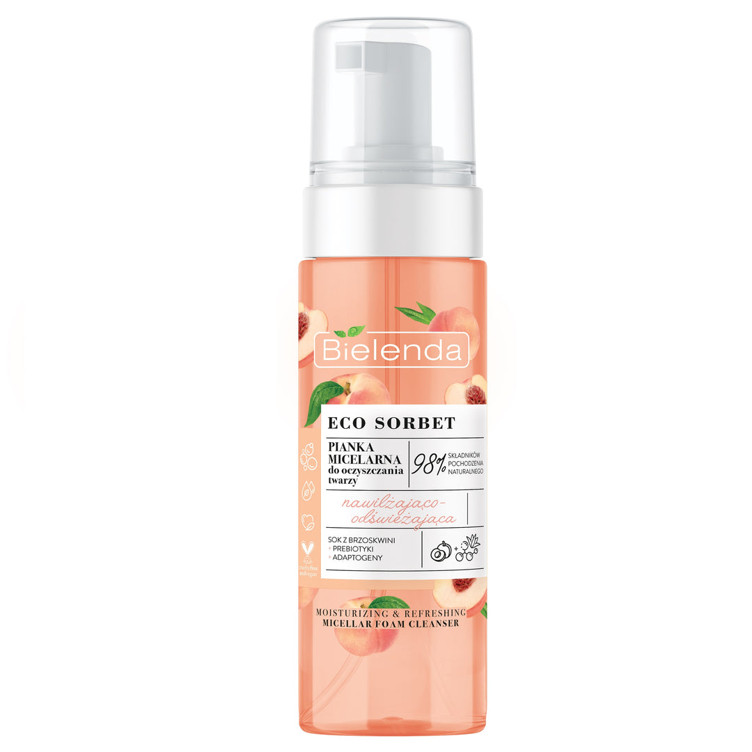 Bielenda Eco Sorbet Peach Nawilżająca i odświeżająca pianka micelarna do oczyszczania 150ml