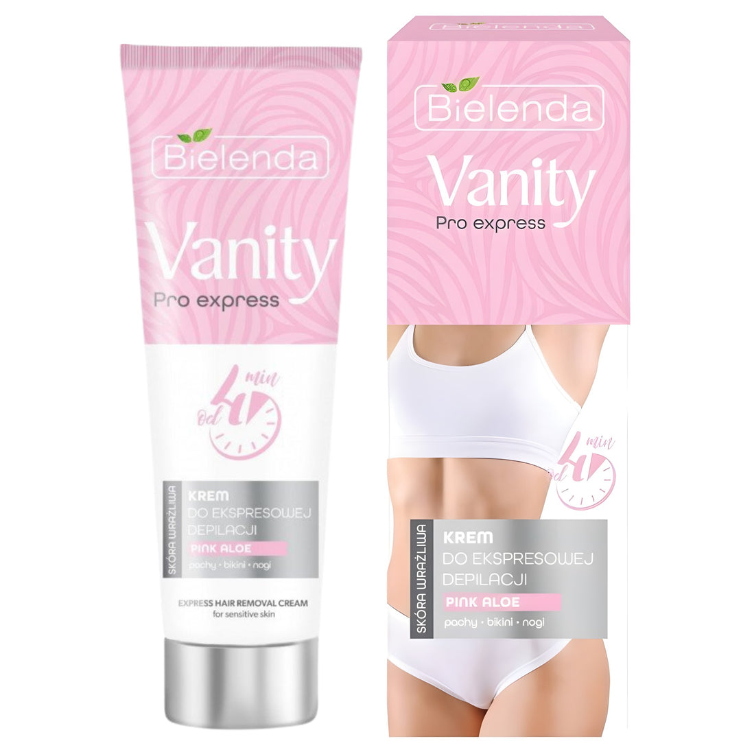 Bielenda Vanity Pro Express Krem do Ekspresowej Depilacji Bikini Pachy Nogi z Różowym Aloesem Skóra Wrażliwa 75ml