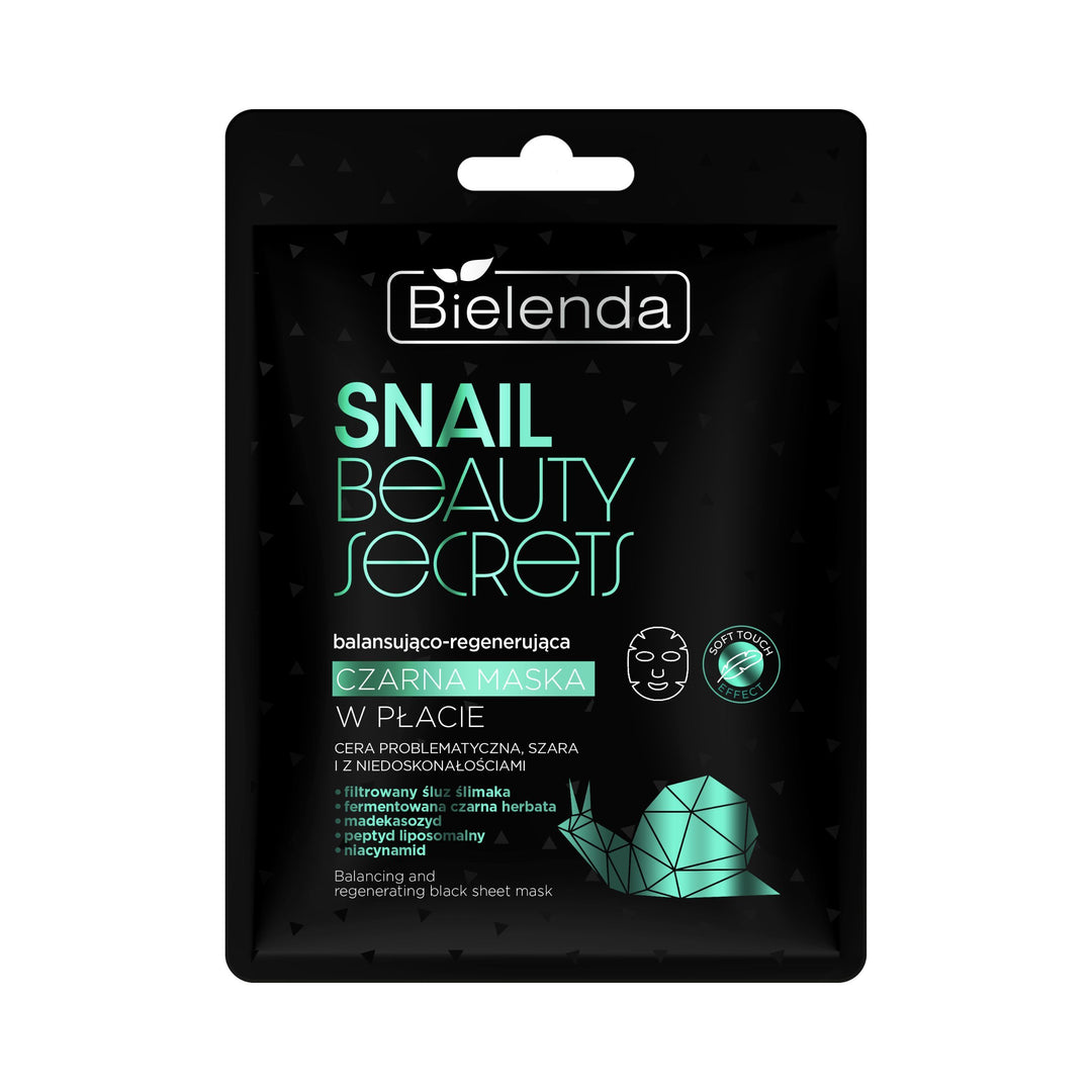 Bielenda Snail Beauty Secrets Balancing & Regenerating Black Sheet Mask 1pc
