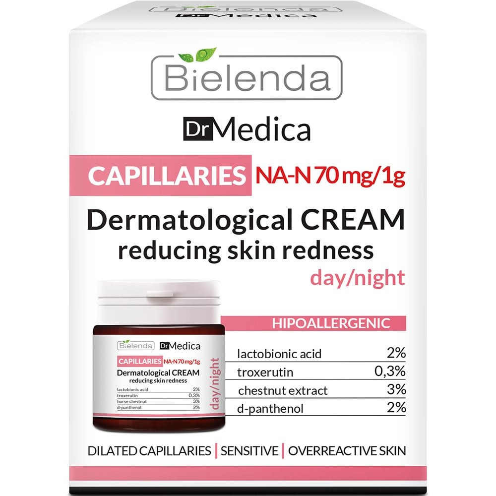 Bielenda Dr Medica Capillaries Dermatologiczny Krem do Twarzy Redukcja Zaczerwień Skóry Dzień Noc 50ml