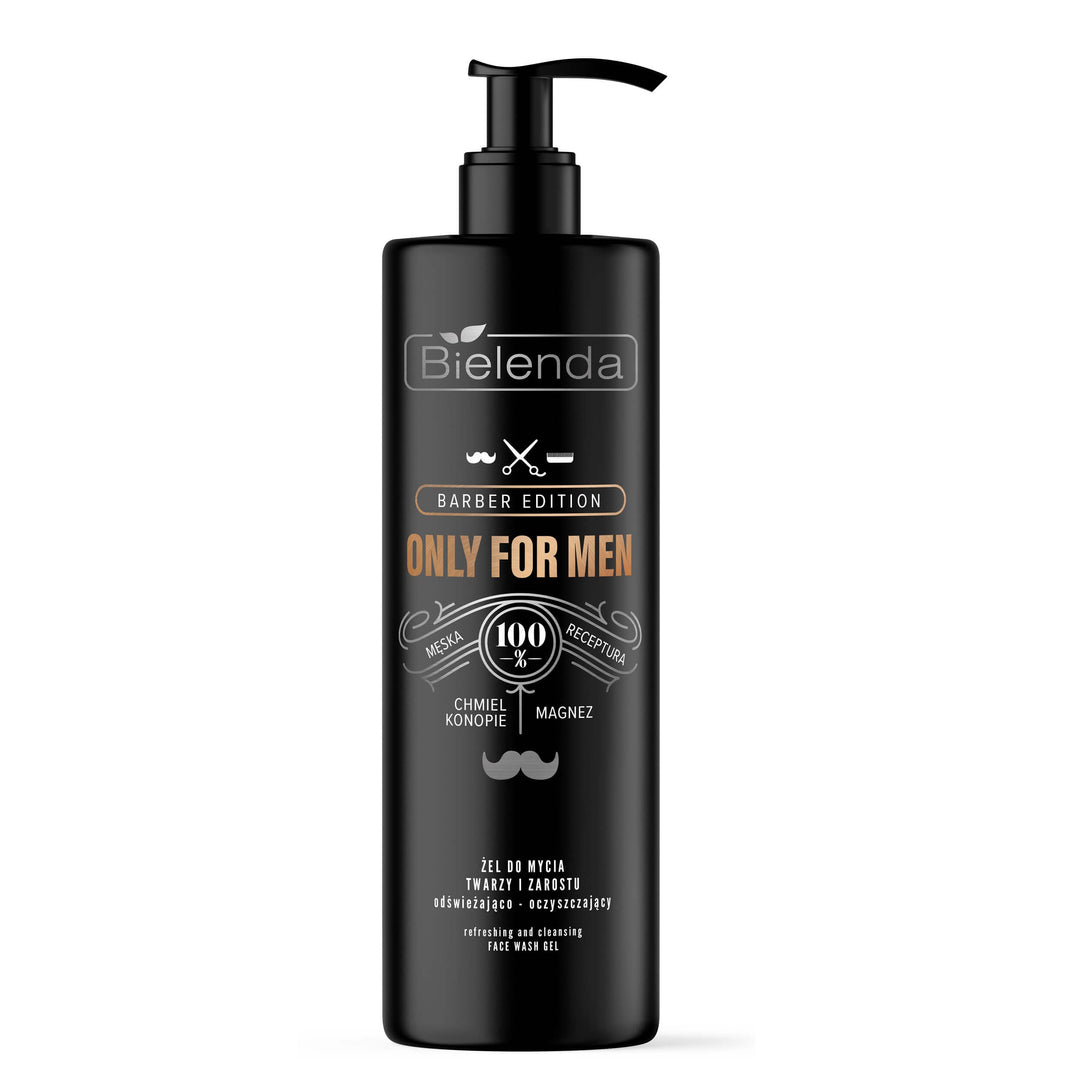 Bielenda Only for Men - Barber Edition Odświeżający i oczyszczający żel do mycia twarzy i brody 190ml