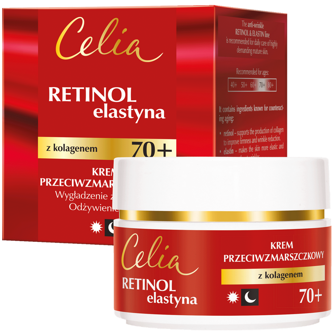 CELIA Retinol i Elastyna 70+ Przeciwzmarszczkowy Krem z Kolagenem na Dzień i Noc 50 ml 5900525085856